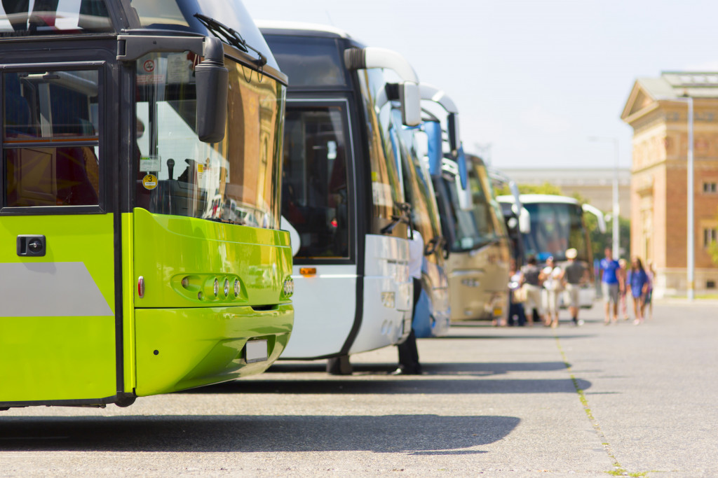 Various buses on a row