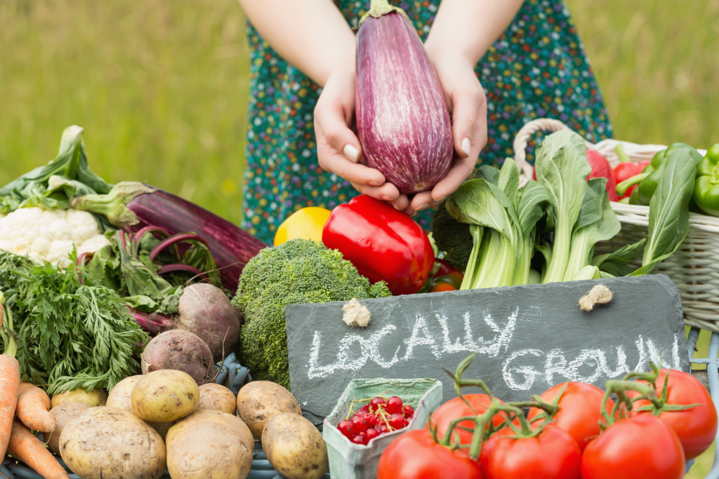 local market stall with different vegetables